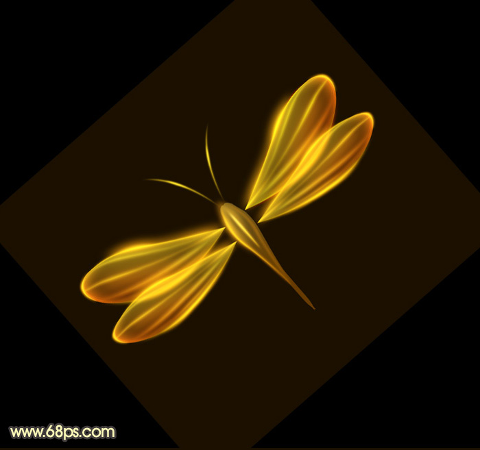 鼠绘蜻蜓，鼠绘一只简洁的发光蜻蜓图案