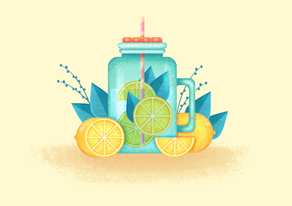 插画教程：设计一张扁平风格柠檬杯插画教程