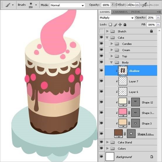 Photoshop绘制甜美精致的蛋糕教程