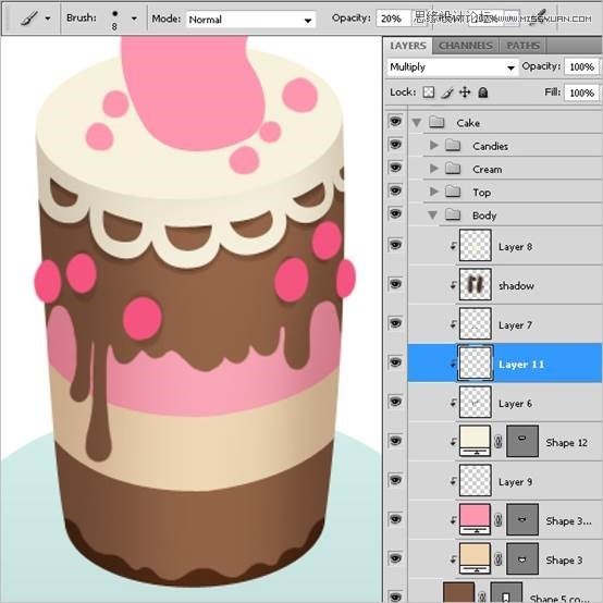 Photoshop绘制甜美精致的蛋糕教程
