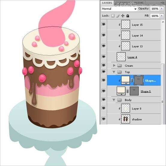 Photoshop绘制甜美精致的蛋糕教程