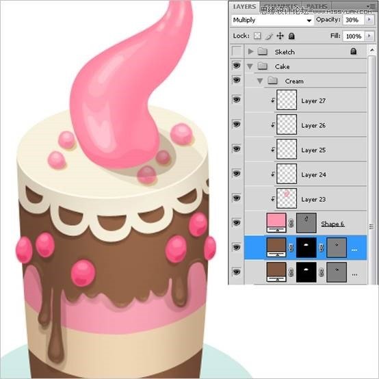 Photoshop绘制甜美精致的蛋糕教程
