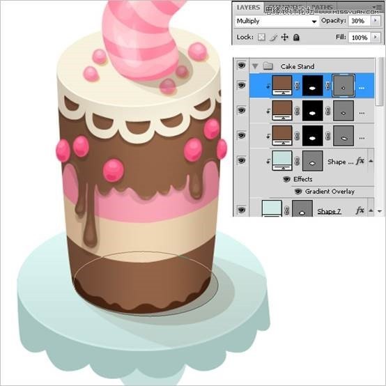 Photoshop绘制甜美精致的蛋糕教程