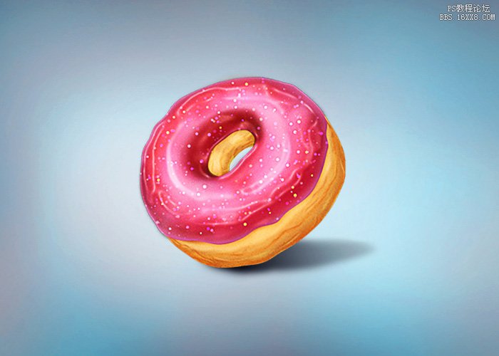 Photoshop鼠绘红色甜甜圈食品教程