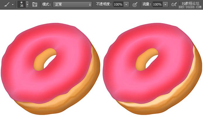 Photoshop绘制漂亮的草莓味甜甜圈