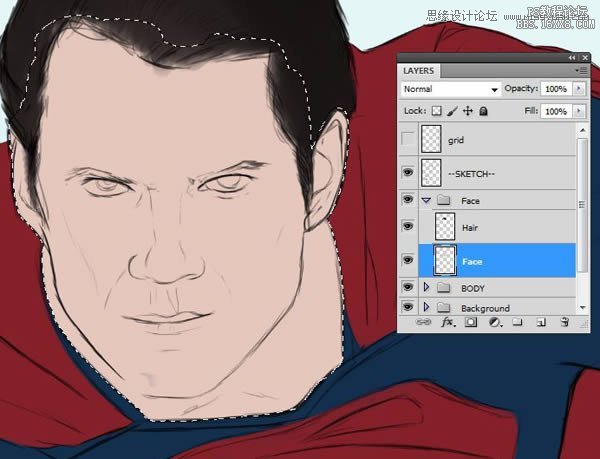 Photoshop详细绘制新版超人形象,PS教程,16xx8.com教程网