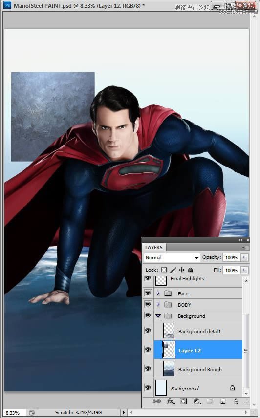 Photoshop详细绘制新版超人形象,PS教程,16xx8.com教程网