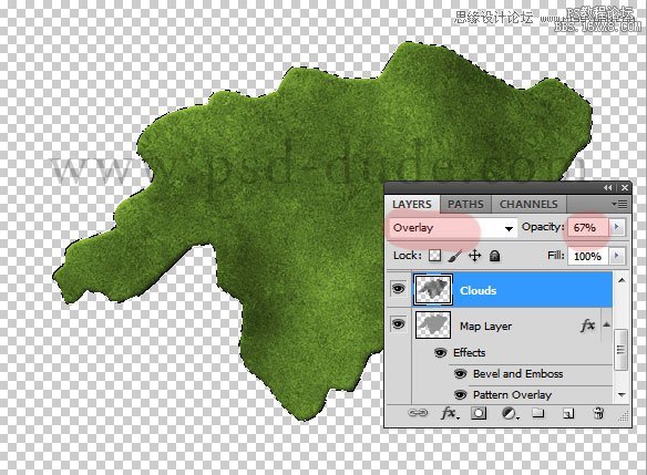 Photoshop绘制逼真的绿色地图,PS教程,16xx8.com教程网