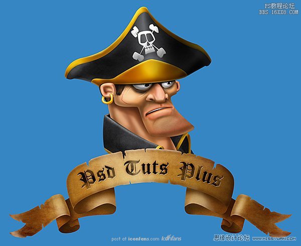 Photoshop绘制可爱卡通的海盗船长,PS教程,思缘教程网