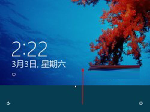 向上拉动Win8启动画面 进入登录界面