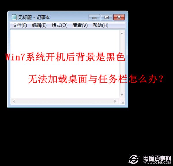 Win7系统开机后背景是黑色 无法加载桌面与任务栏怎么办？