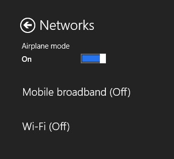 Win8系统飞行模式轻松关闭所有无线网络