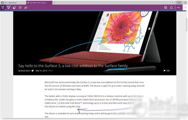 win10斯巴达浏览器电子墨水笔记功能使用教程图解2