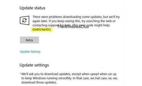 Win10系统更新失败提示错误代码0x8024a105怎么解决?