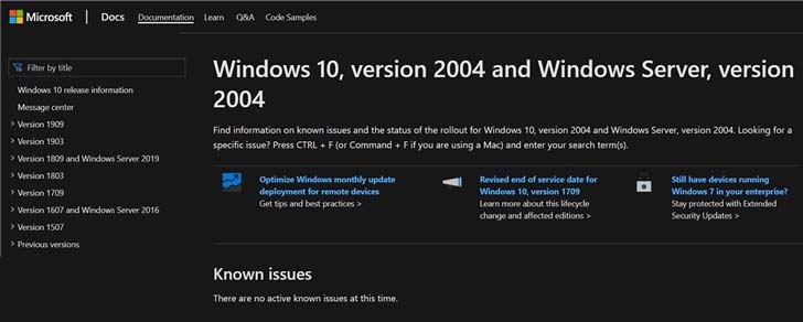 Win10 2004版本怎么手动下载安装支持文档页面功能?