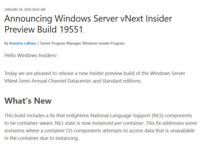 win10预览版19551今日发布 发首个Windows Server post-2004分支版本