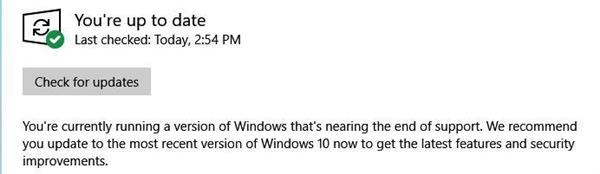 Windows 10 v1803将于2019年11月12日终止支持