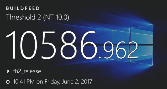 Win10正式版1511 Build 10586.962累积更新补丁KB4022714下载地址