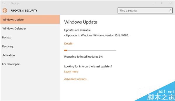 俩月了 Windows 10 TH2更新依然卡死44％