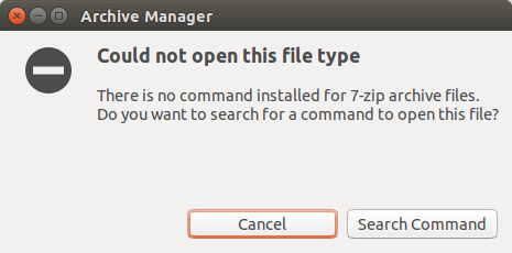 Ubuntu修复There is no command installed for 7-zip archive files错误