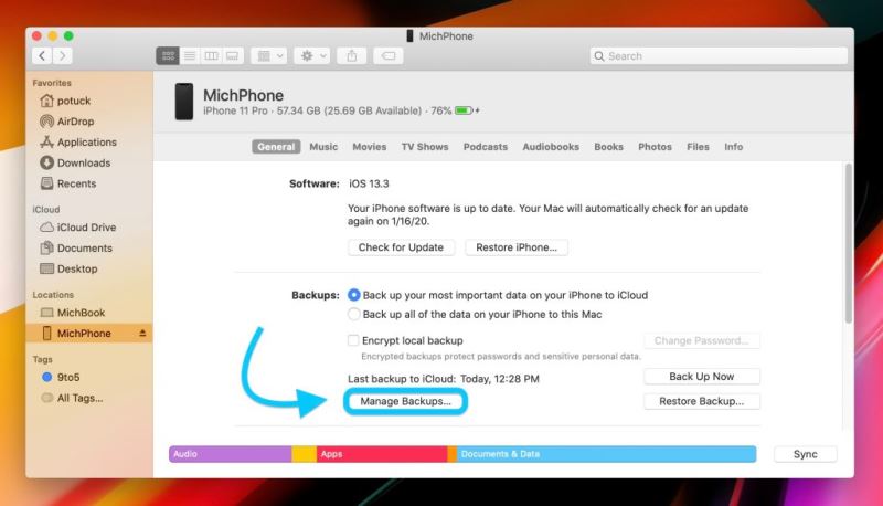 macOS Catalina中的iPhone备份文件怎样删除?