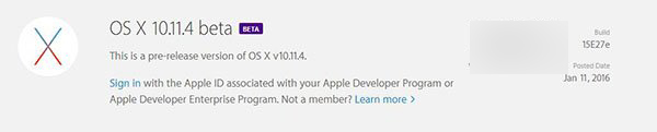 苹果OS X 10.11.4公测版Beta1发布：完善性能为主