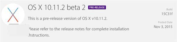 苹果发布OS X 10.11.2 El Capitan第二个开发者测试版