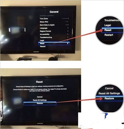 如何恢复Apple TV出厂设置？