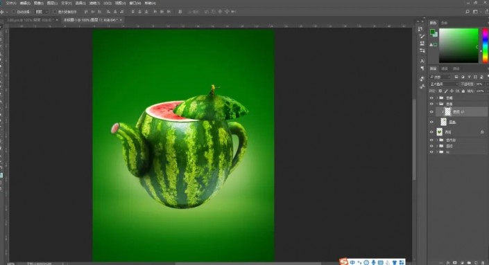 PS创意合成实例：利用合成技术打造一把逼真个性的西瓜茶壶。