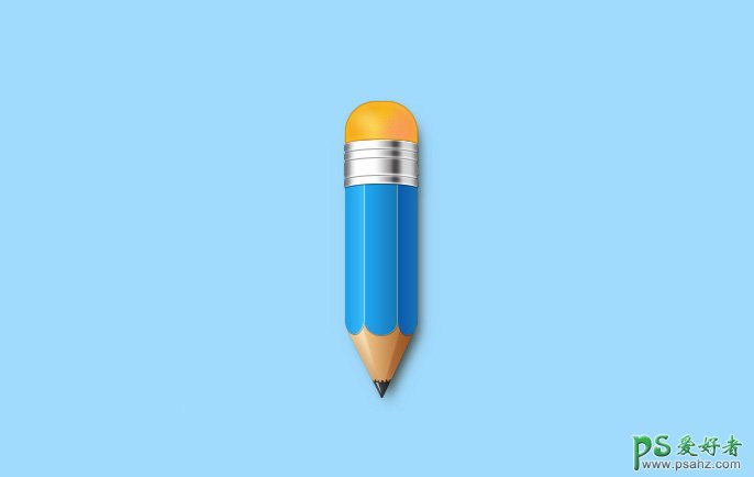 精致的蓝色铅笔图标素材图 Photoshop鼠绘一支铅笔失量图标