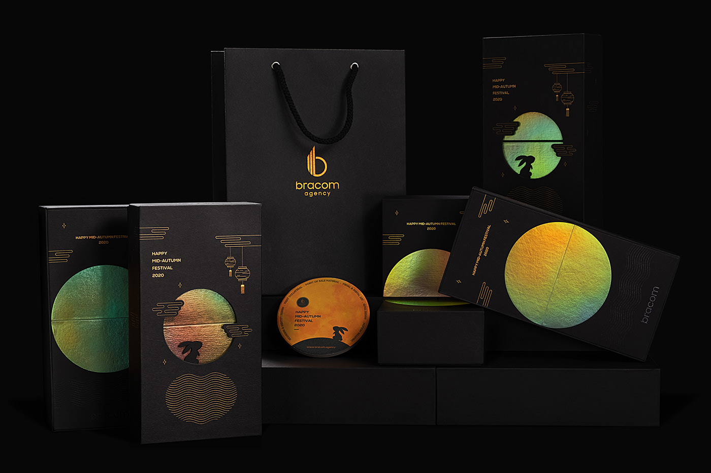 创意时尚的月饼礼品包装盒设计，Bracom Agency月饼礼盒包装设计