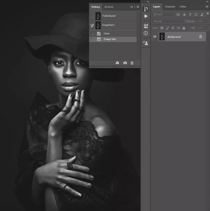 PS水彩人像制作教程：打造高端暗黑艺术效果的水彩美女人像照片。