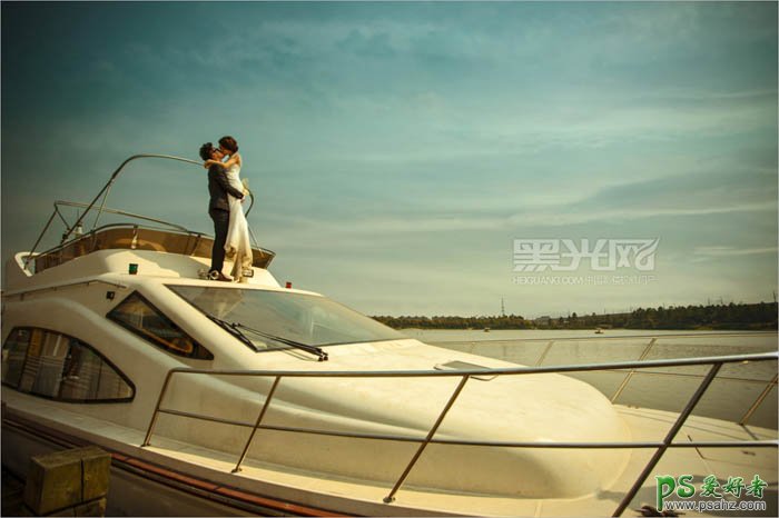 photoshop给唯美的海景婚纱照制作出漂亮的层次感及唯美效果
