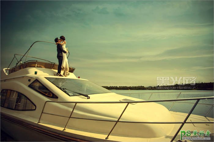 photoshop给唯美的海景婚纱照制作出漂亮的层次感及唯美效果