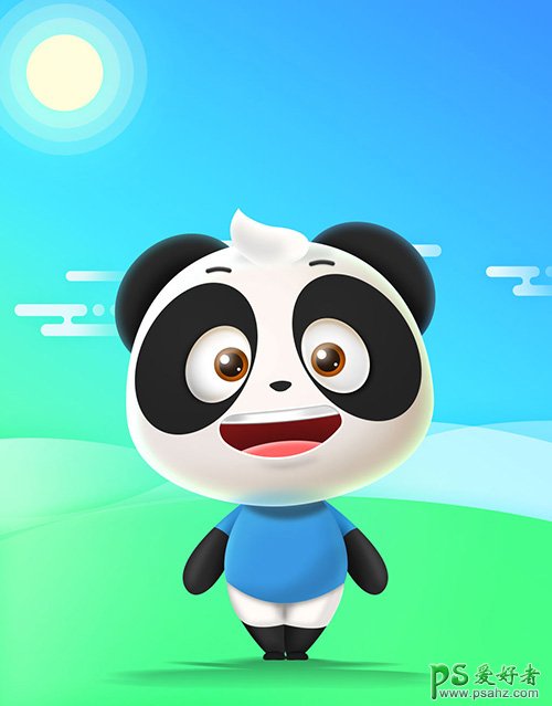 可爱的熊猫素材图 Photoshop手绘可爱萌萌达3D卡通熊猫失量图