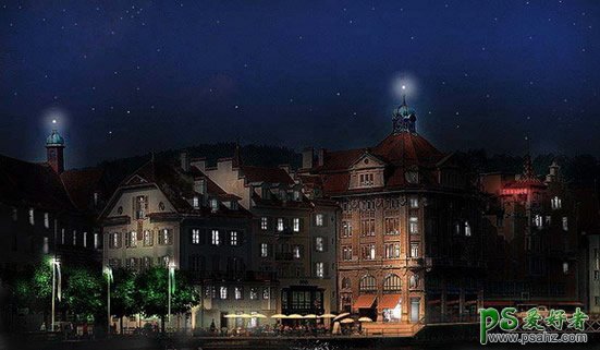 利用PS快速把城市建筑物风景照制作出夜景效果