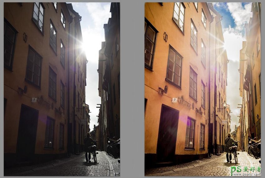 PS照片后期修图教程：给曝光不足的街景照片制作出电影大片效果