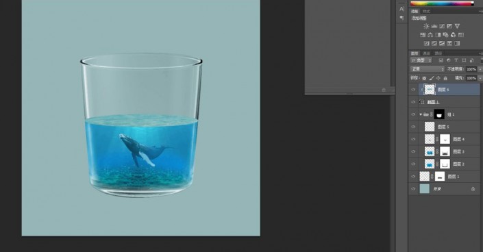 Photoshop合成玻璃杯中的海洋场景，奇幻的海洋世界画面。