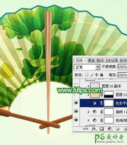 PS图片后期实例教程：制作一把清凉夏日水墨油纸扇-漂亮折扇失量