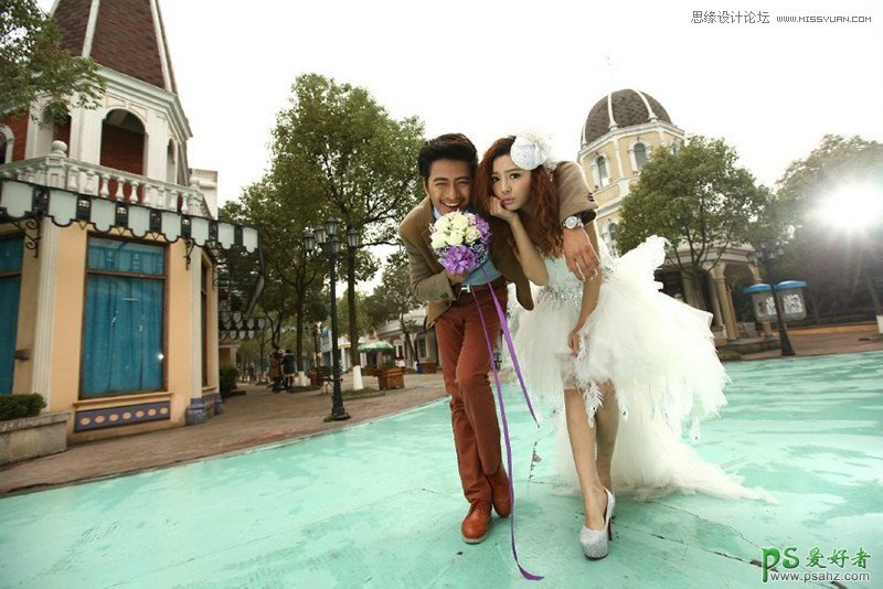 Photoshop给韩式婚片调出梦幻童话般的效果-公主与白马王子的感觉