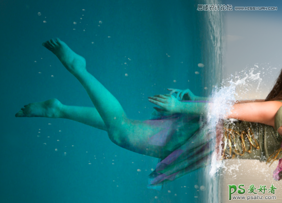Photoshop创意合成性感美女在海底穿越的唯美场景特效图片