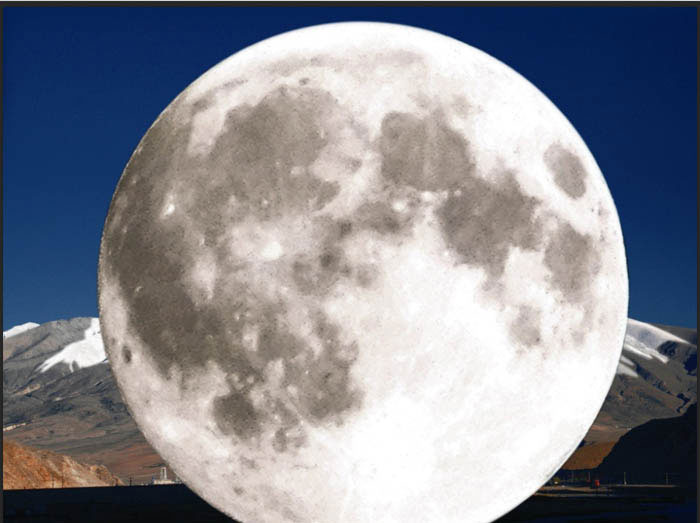 PS合成案例教程：用雪山加月亮素材图合成出超级大月亮自然场景。