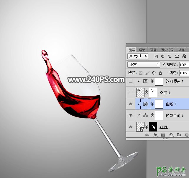 Photoshop创意合成从红酒高脚杯中跃出的骏马，从红酒中窜出水马