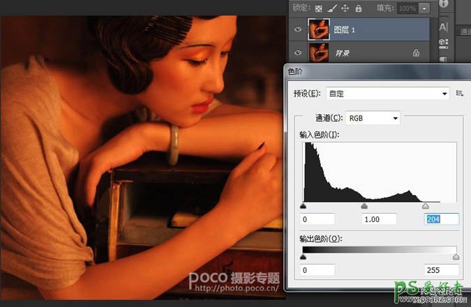 PS照片转油画教程：学习给复古美女人像照片后期调出油画效果。