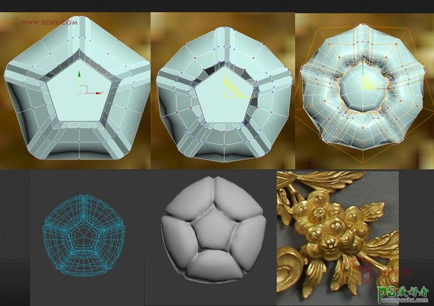 3DXMAX制作欧式古典风格的家具雕花模型。