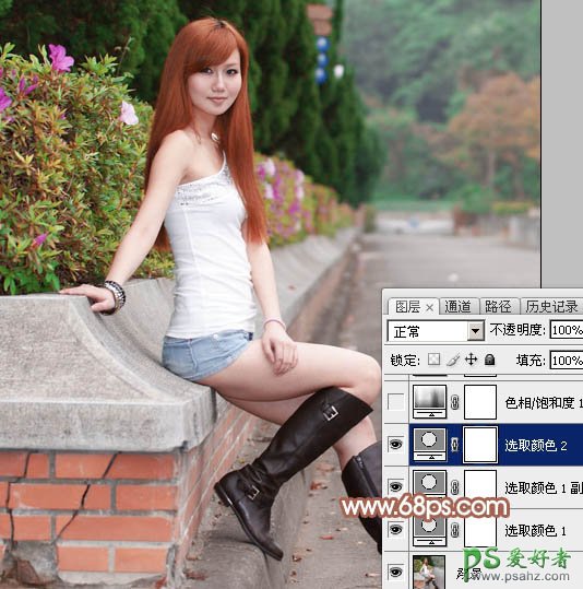 photoshop给街上自拍的可爱妹妹写真照快速调出甜美的粉红色