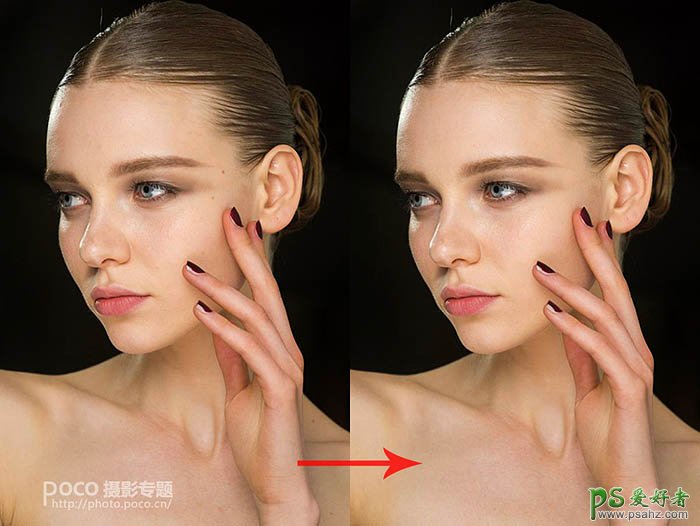 学习用photoshop插件及修图工具给美女脸部的细节部分进行磨皮美