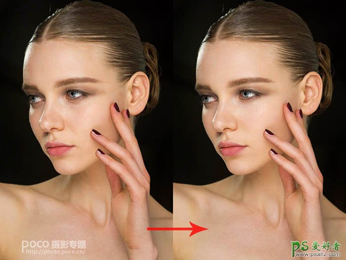 学习用photoshop插件及修图工具给美女脸部的细节部分进行磨皮美