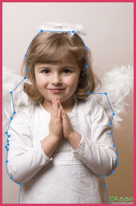 PS人像抠图教程：给可爱的天使小女孩儿照片抠图换背景