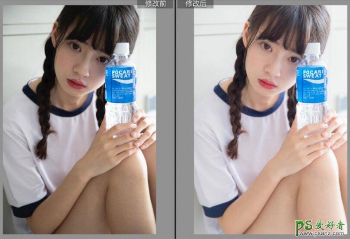 PS照片美化教程：学习给日本体操服少女照片调出通透皮肤效果